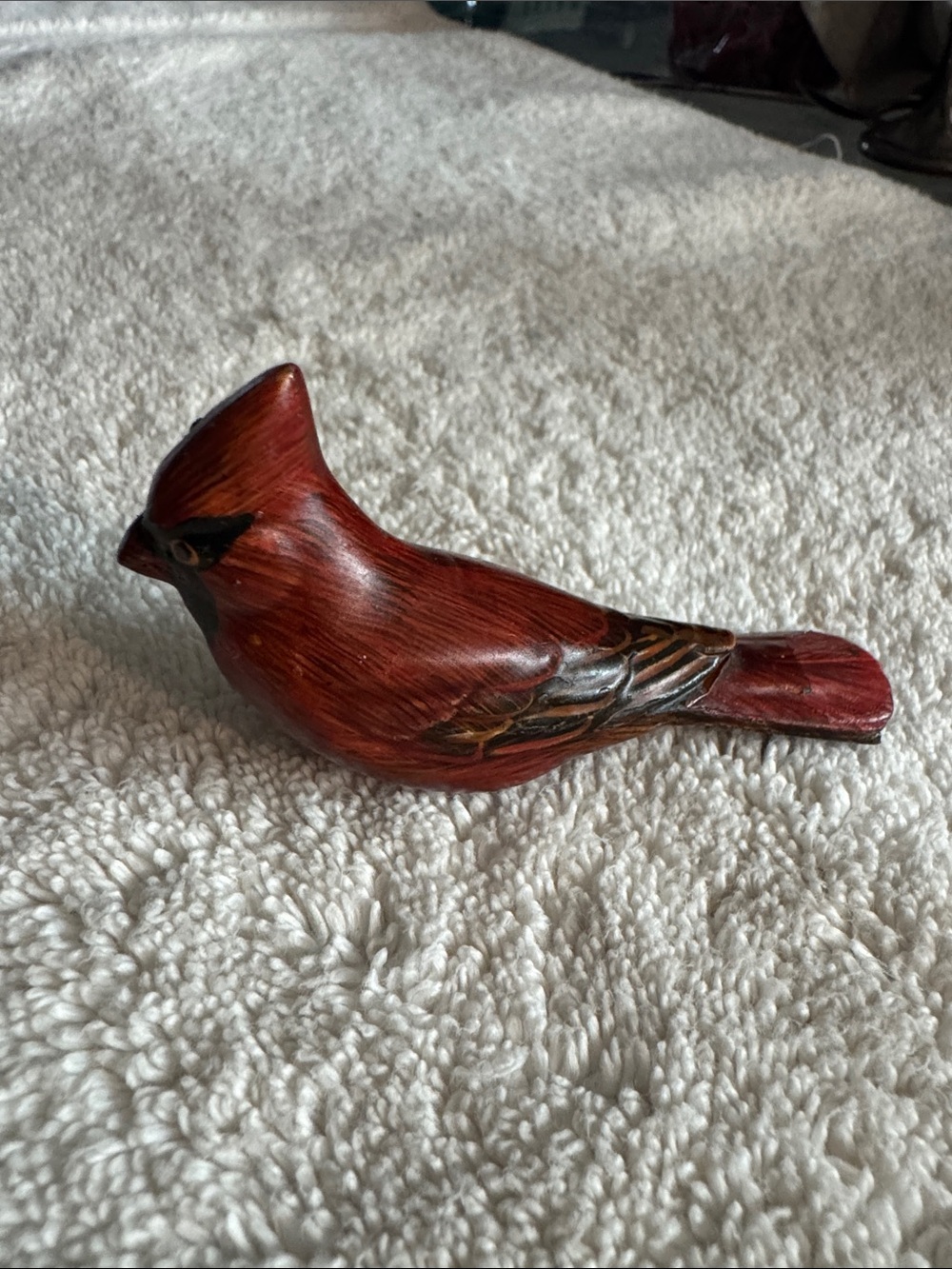 Handcrafted Red Cardinal Bird Figurine - Decorative Bird Statue